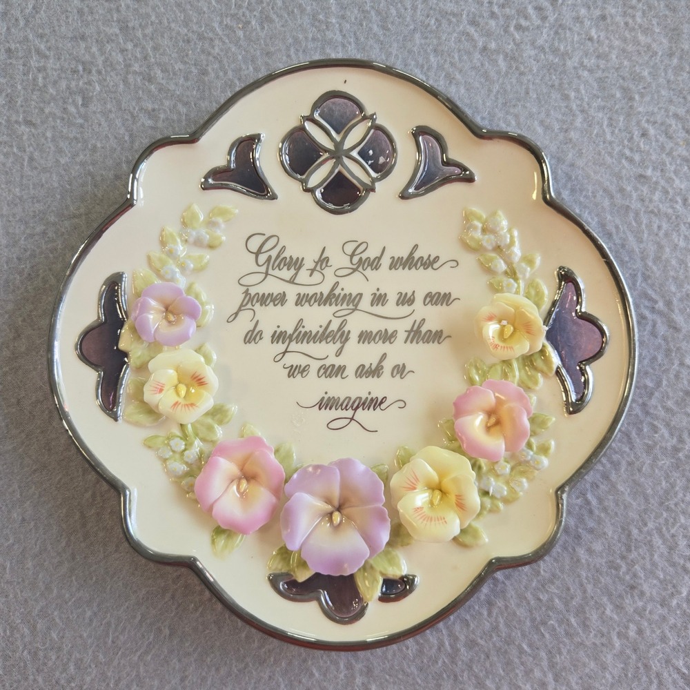 Bradford Exchange Glory to God Plate‎ Unisex OS Cream 3D Floral Religious 2002